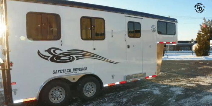 Exterior of a Double D Trailers' Slant Load Gooseneck highlighting the rivet-free design and durable Z-Frame construction.