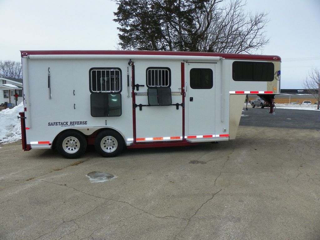 Photo of a Safetack Reverse 2 Horse Gooseneck model trailer owned by Anne Z. from Keene, New Hampshire.