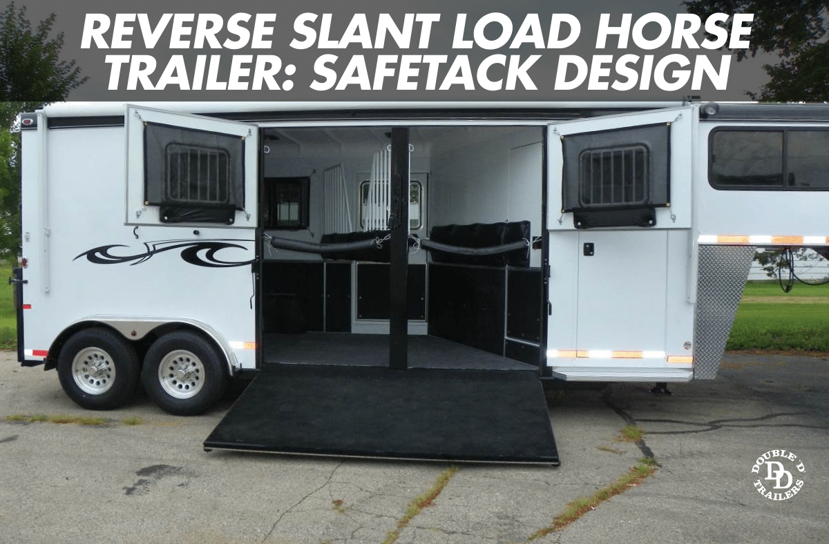 SafeTack 2-Horse Reverse Load Horse Trailer with a wide side ramp and entryway