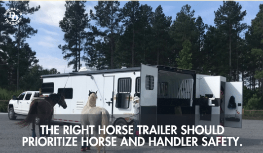 Double D Trailers' living quarters horse trailers prioritize both horse and handler safety through features such as the patented SafeTack system.