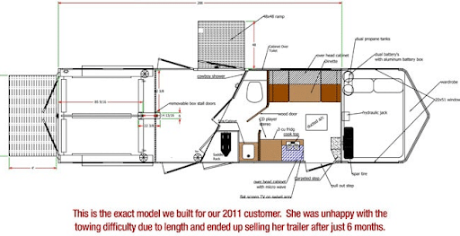 Model Floorplan of a Straight Load Living Quarters Trailer 